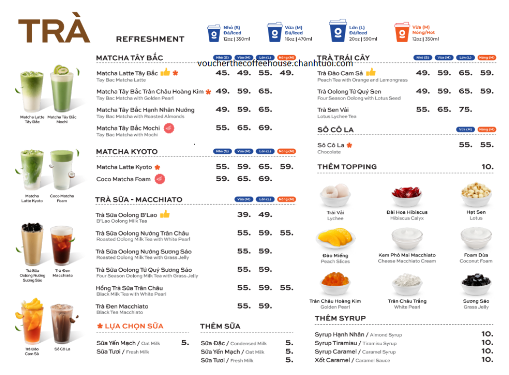 Menu The Coffee House mới nhất 1